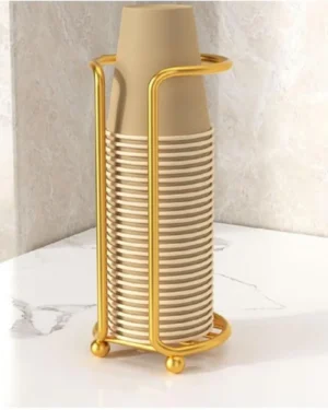 Golden Metal Paper Cup Dispenser for Kitchen Bathroom Office