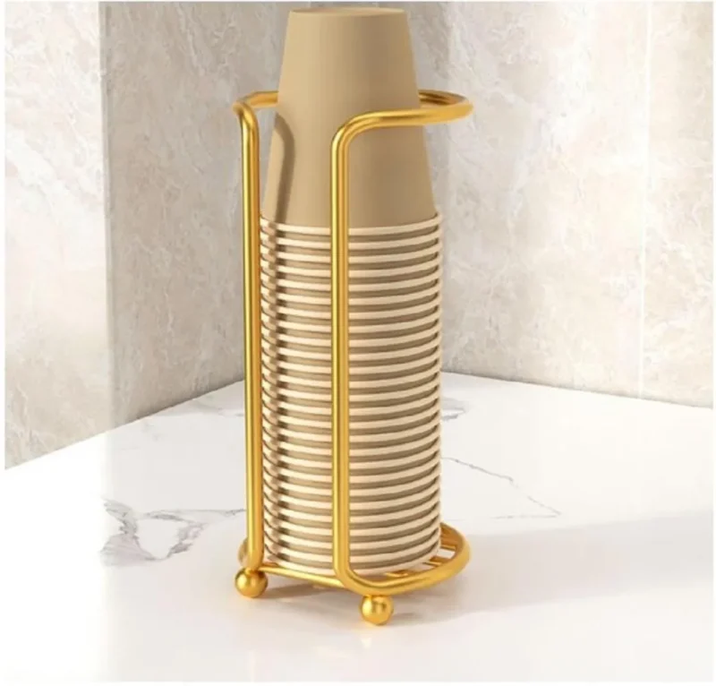 Golden Metal Paper Cup Dispenser for Kitchen Bathroom Office Golden Metal Paper Cup Dispenser for Kitchen Bathroom Office