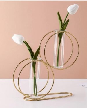 Golden Metal Vase for Home Decor, 1 Pc, Stylish Nordic Retro Design
