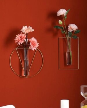 Golden Metal Vase Set of 2 for Home Decor