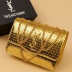 Golden YSL Style Crossbody Bag for Girls with Chain
