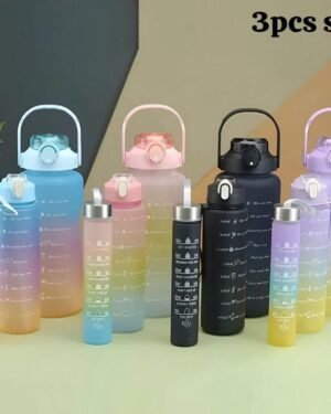Gradient Water Bottles 3Pcs Set Multicolor ABS Plastic Gym Hydration