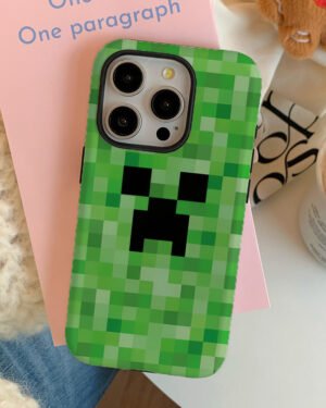 Green Creeper Pixel Phone Case for iPhone 16 Pro