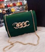 Green PU Leather Chain Strap Handbag for Eid