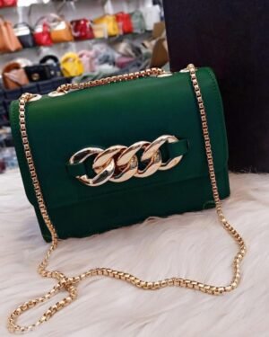 Green PU Leather Chain Strap Handbag for Eid
