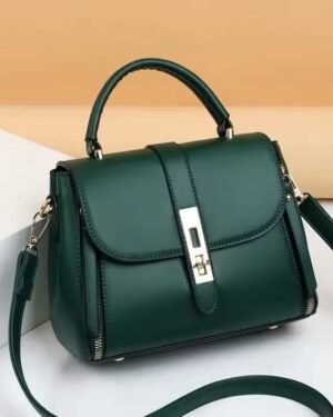Green PU Leather Crossbody Bag for Girls Medium Size