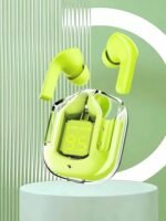 Green Wireless Earbuds with Transparency Mode & Sweat Resistance