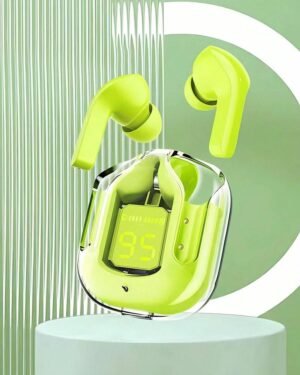 Green Wireless Earbuds with Transparency Mode & Sweat Resistance