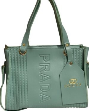 Green Women's Rexine Top Handle Handbag 13x9"