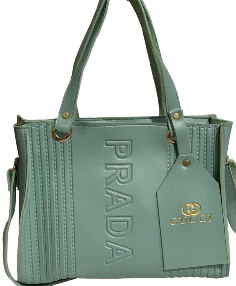 Green Women's Rexine Top Handle Handbag 13x9"
