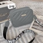Grey PU Leather Women's Crossbody Bag 15"