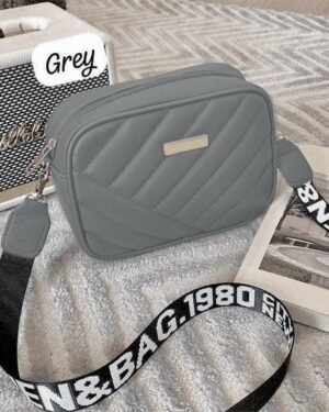 Grey PU Leather Women's Crossbody Bag 15"