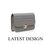 Grey Quilted PU Crossbody Bag with Chain Strap