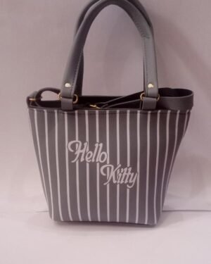 Grey Striped Hello Kitty Handbag for Women