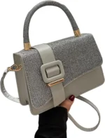 Grey Studded Crossbody Bag for Women
