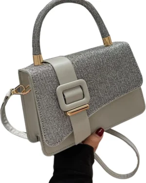 Grey Studded Crossbody Bag for Women