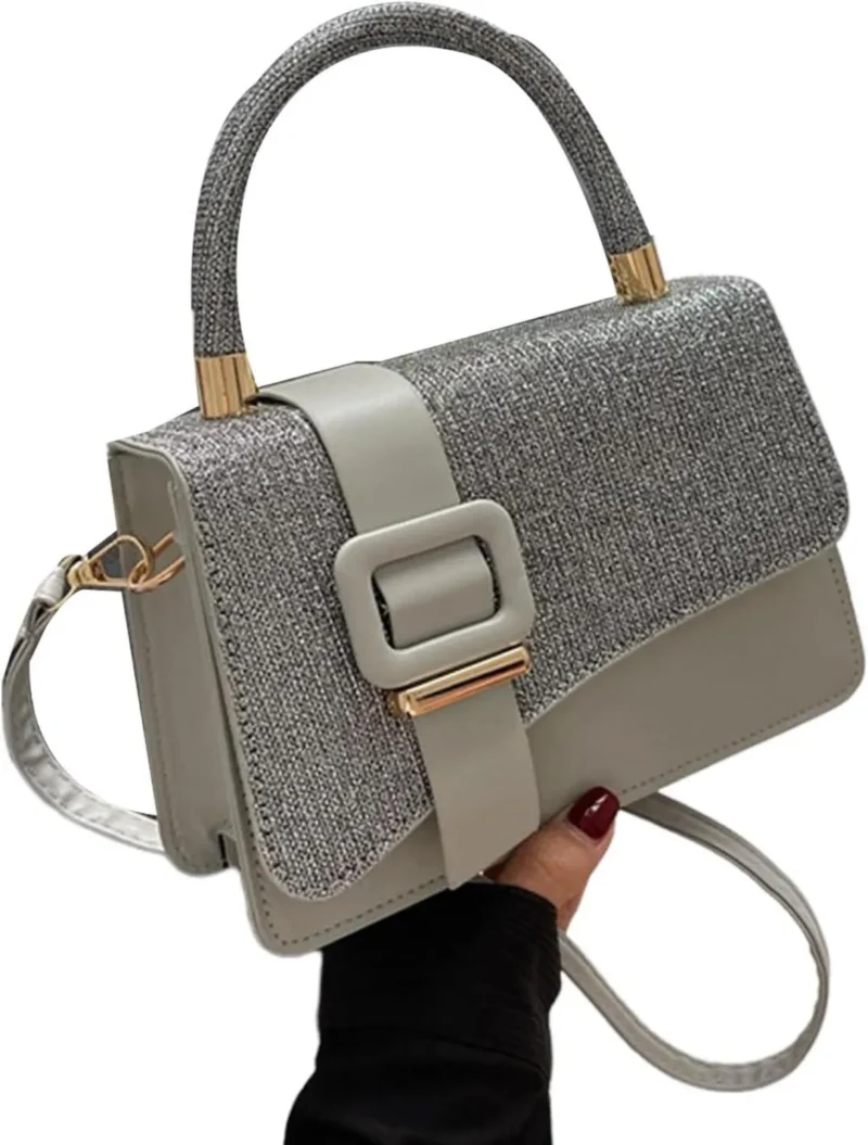 Grey Studded Crossbody Bag for Women