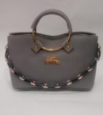 Grey Top Handle Chain Bag for Women Elegant Fashion