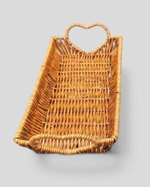Heart Handle Woven Fruit Basket Brown 12x4cm