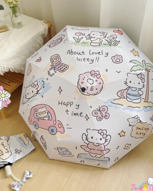 Hello Kitty Automatic Folding Sun & Rain Umbrella for Women