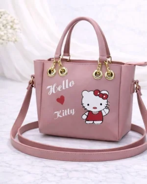 Hello Kitty Peach PU Crossbody Bag for Girls