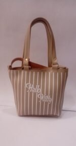 Hello Kitty Striped Handbag for Women Skin Tone Rexine