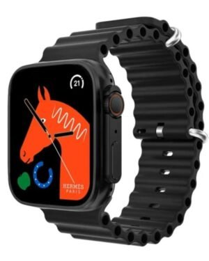 Hermes Design Smart Watch Black Silicone Strap