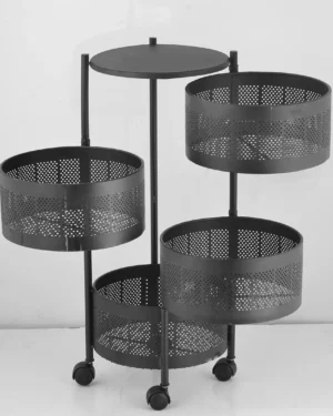 Iron 4-Layer Kitchen Fruit Basket with Wheels