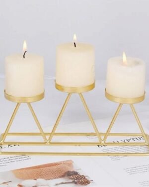 Iron Candlestick Holder 3 Cups Black Golden Modern Decor