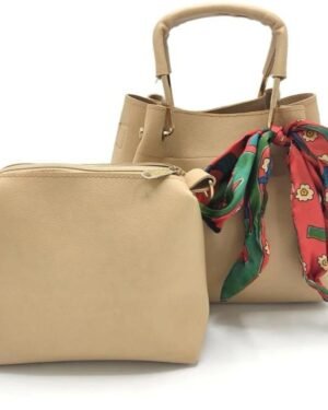 Ivory PU Leather 2-Piece Women's Bag Set