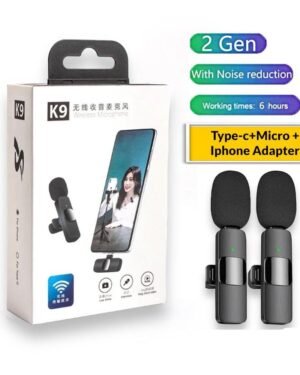 K9 Wireless Vlogging Mic Black Dual Noise Reduction