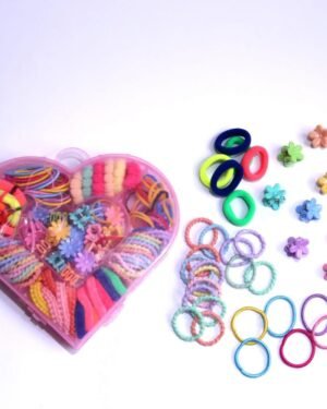 Kids Hair Ponytail Set with Colorful Clips & Bands