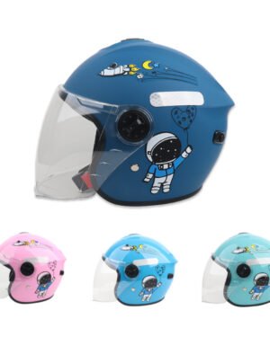 Kids Half Helmet Spaceman Design Blue Winter Warm