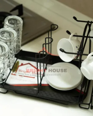 Kitchen Glass & Mug Holder Rack Metal Black