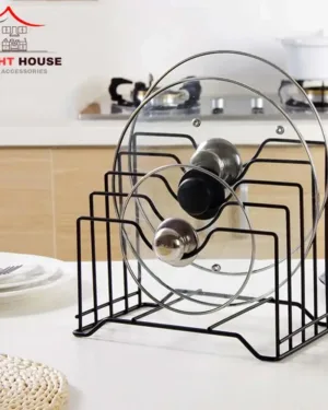 Kitchen Pot Lid Holder Organizer Metal Black