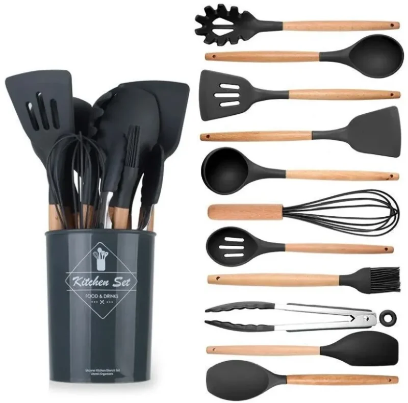 Kitchen Utensil Set with Wooden Handles Kitchen Utensil Set with Wooden Handles