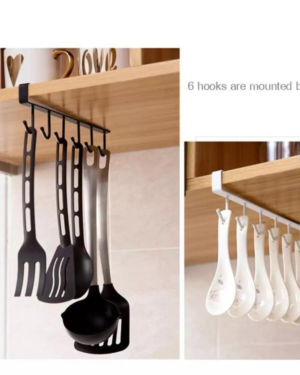 Kitchen Wall Mounted Utensil Hanger Stainless Steel 6 Hooks