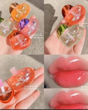 Korean Heart Shaped Lip Gloss Pink Matte Plumper 2 Pcs