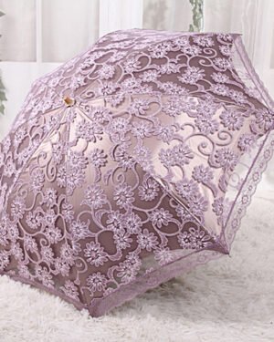 Lace Vinyl Sun Umbrella Pink 52cm Anti UV