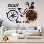 Laminated Bicycle Wall Clock With Backlight 32x18"