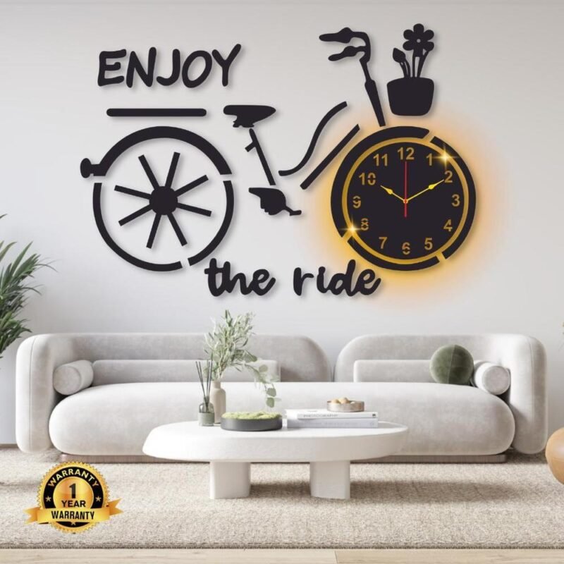 Laminated Bicycle Wall Clock With Backlight 32x18"
