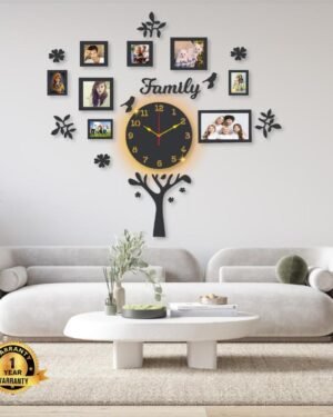 Laminated Family Tree Wall Clock With Backlight 30x30