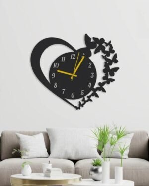 Laminated Heart Wall Clock 16x16 Inch Modern Design