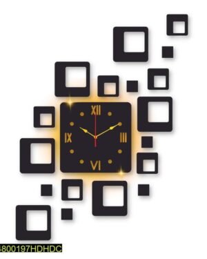 Laminated Wall Clock With Backlight 24x16" Modern Design