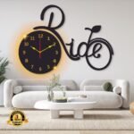 Laminated Wall Clock with Bicycle Design & Backlight