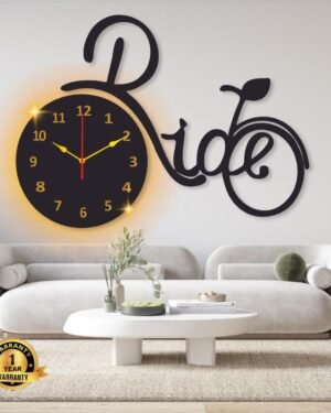 Laminated Wall Clock with Bicycle Design & Backlight