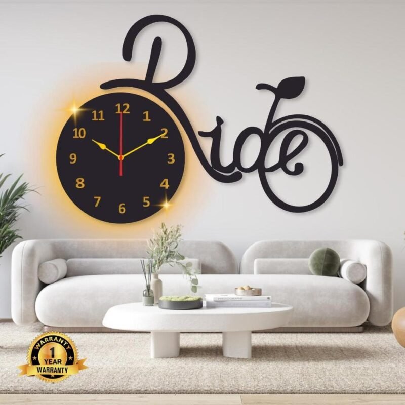 Laminated Wall Clock with Bicycle Design & Backlight
