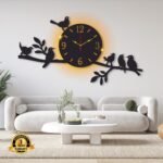 Laminated Wall Clock With Bird Design Backlight 24x16"