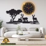 Laminated Wall Clock with Deer Design & Backlight