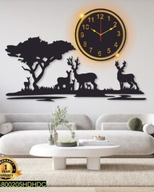 Laminated Wall Clock with Deer Design & Backlight